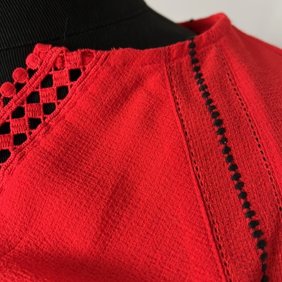 Rebecca Minkoff Red Dress Long Sleeve with Drawstring Waist - Picture 3 of 8